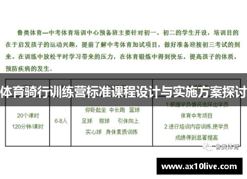 体育骑行训练营标准课程设计与实施方案探讨